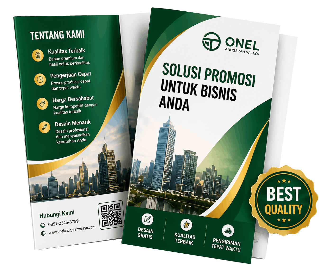 Solusi promosi untuk bisnis Anda — ONEL Anugerah Wijaya: desain gratis, kualitas terbaik, pengiriman tepat waktu.