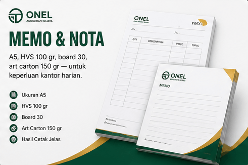 Memo dan nota cetak — ONEL Anugerah Wijaya